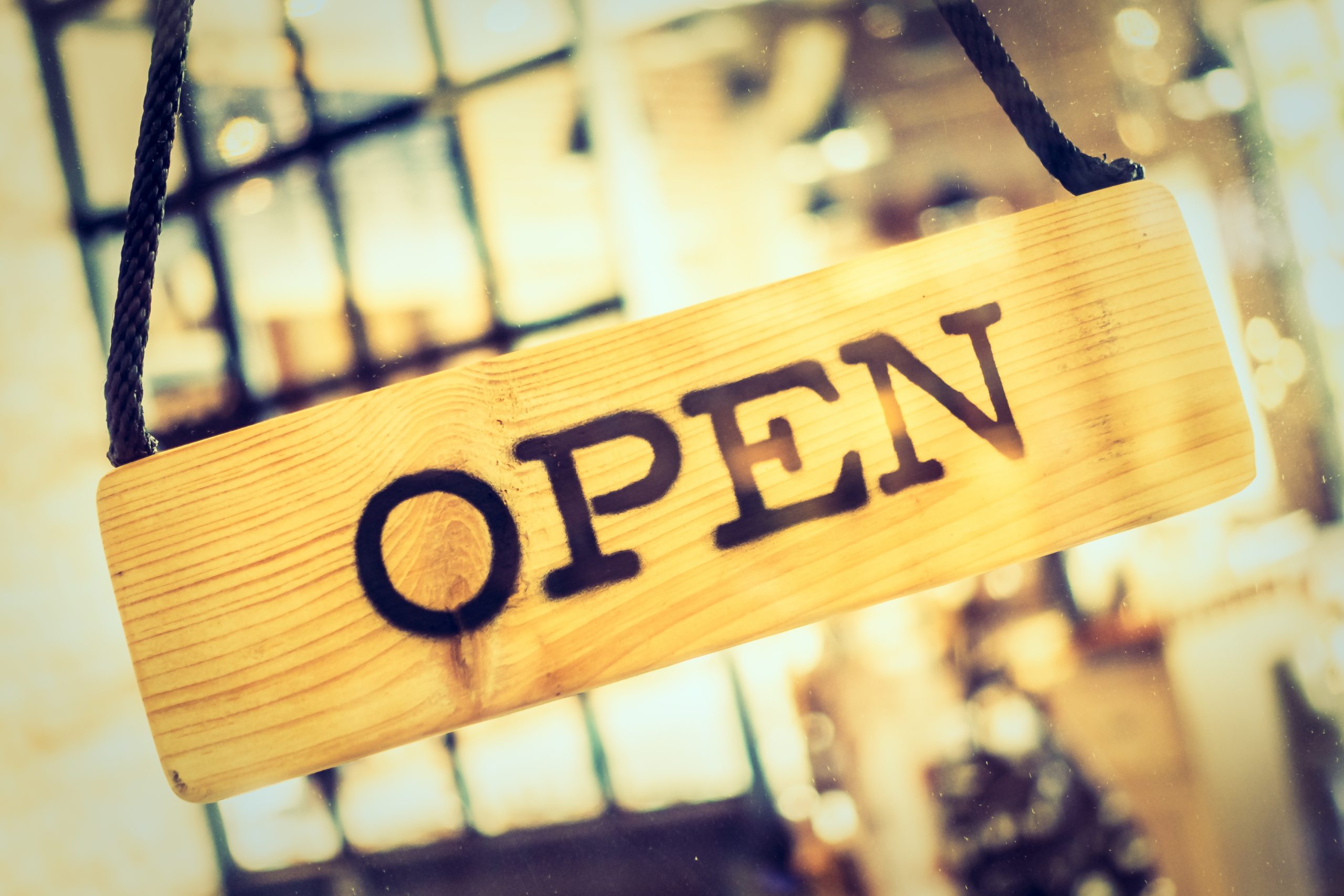 Open sign decoration exterior of restaurant - Vintage Filter